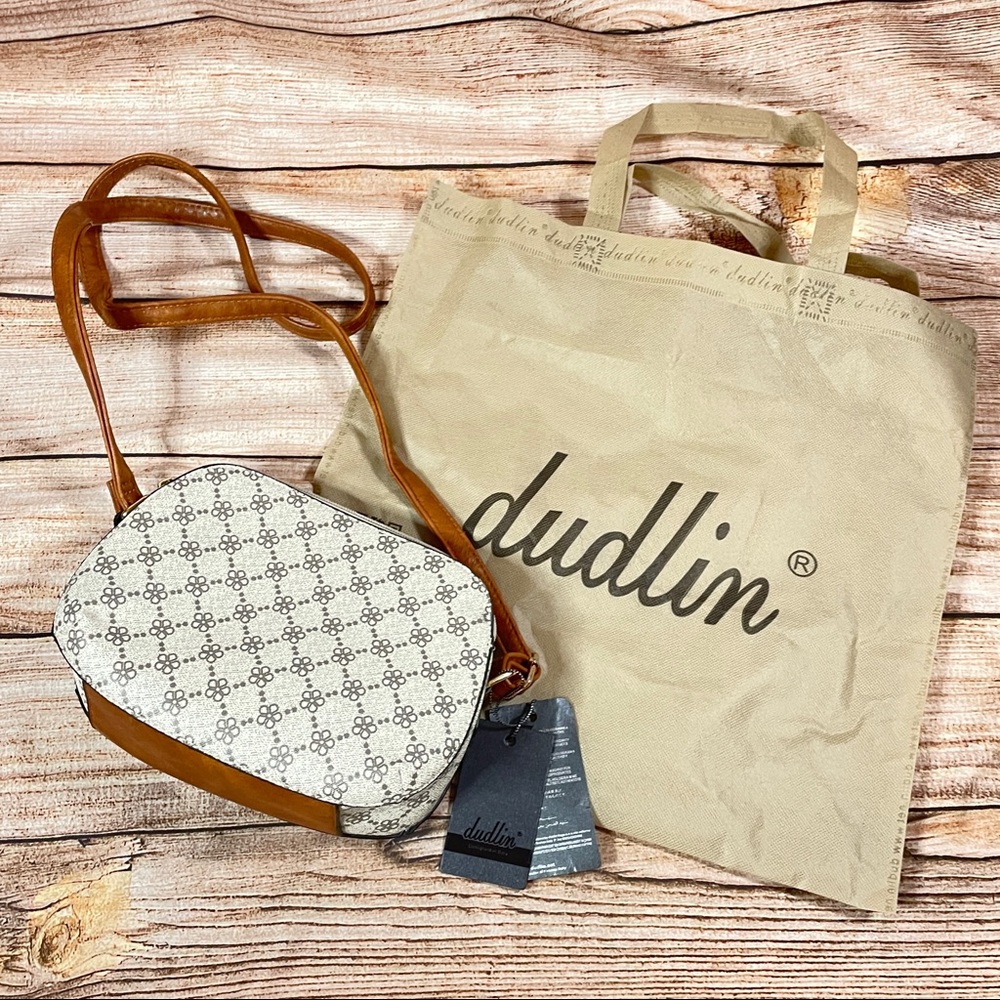 Dudlin NWT Monogram Faux Leather Crossbody Bag